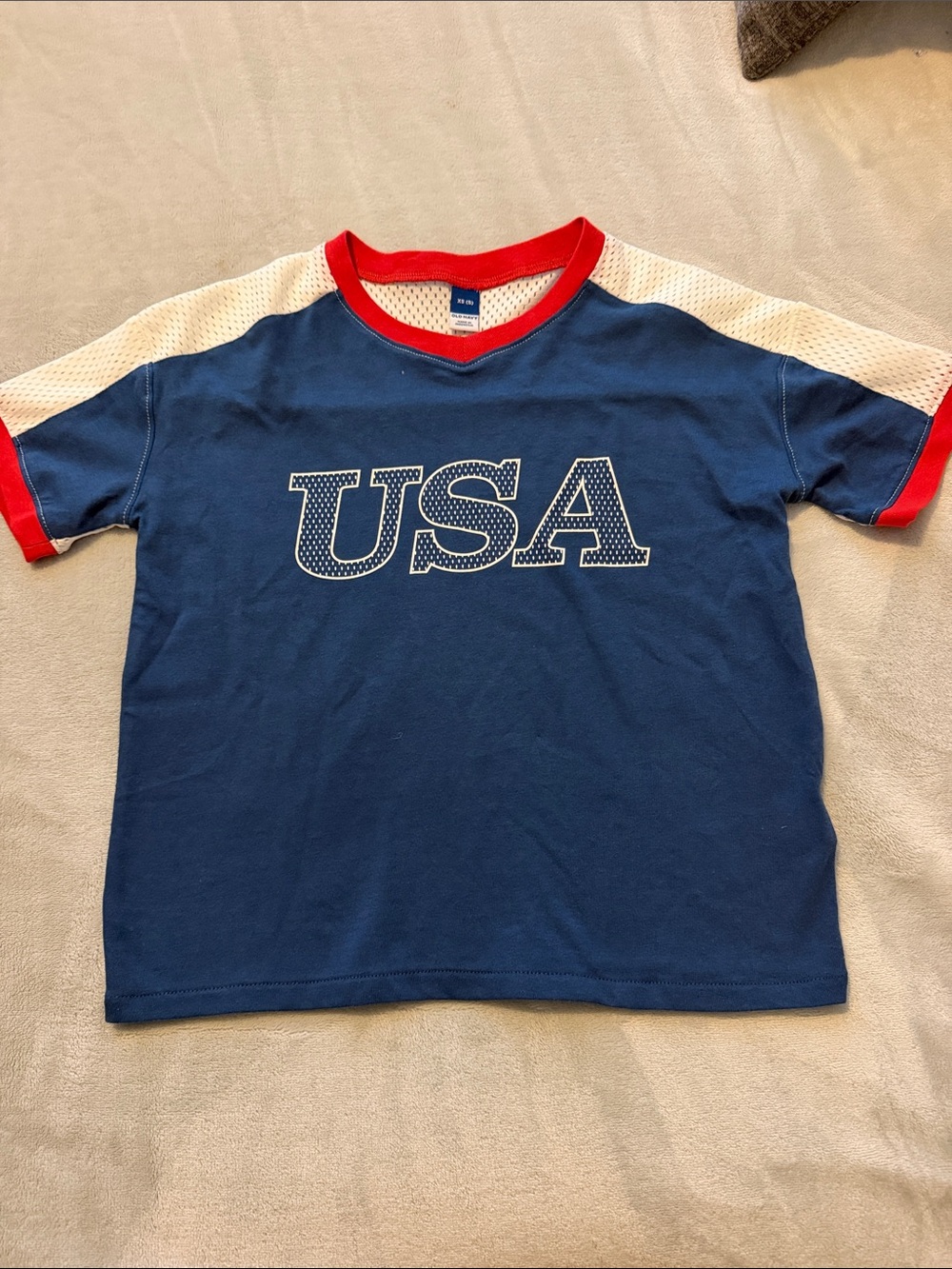 Old Navy Blue USA Graphic Tee with Red Trim